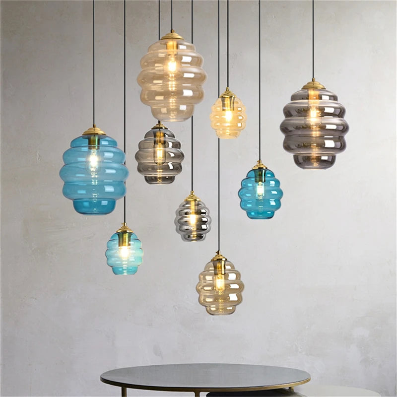 suspension en verre teinté design moderne pour éclairage intérieur