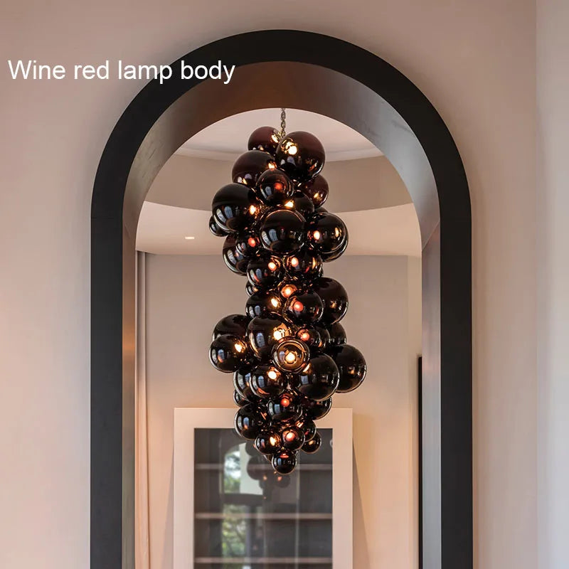 suspension en verre design italien style raisin lumineux