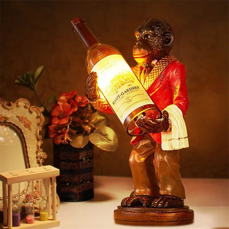 lampe de singe rétro en résine pour déco vintage et loft