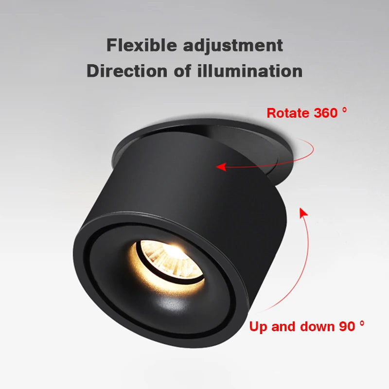 lampe de downlight led en surface à intensité variable pliable pour éclairage domestique