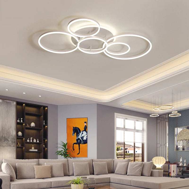 plafonnier led moderne avec anneau doré luminaire décoratif d'intérieur