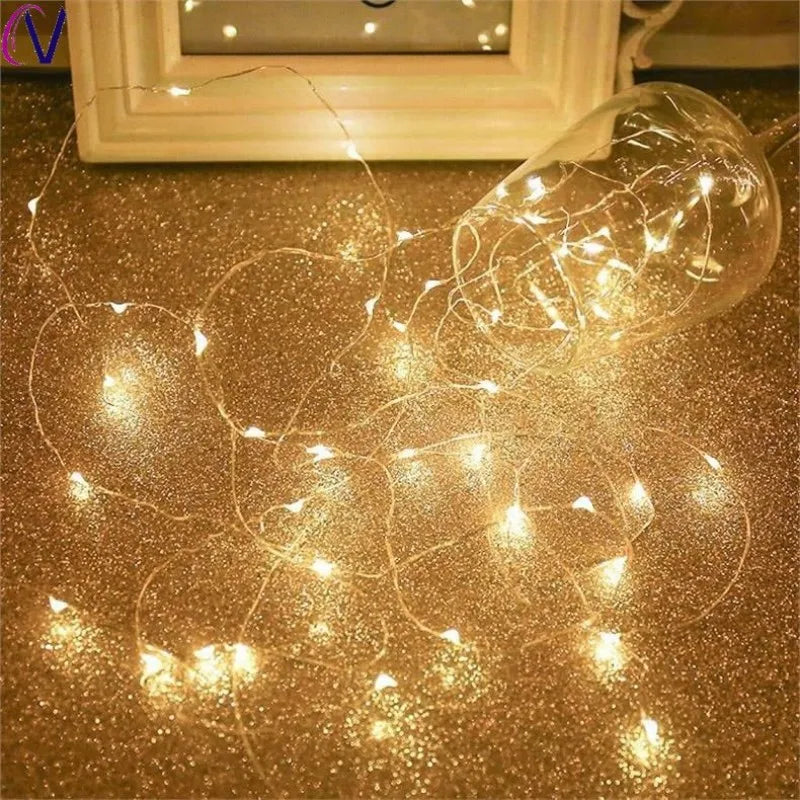 guirlande lumineuse led usb en cuivre argent pour décorations de fête