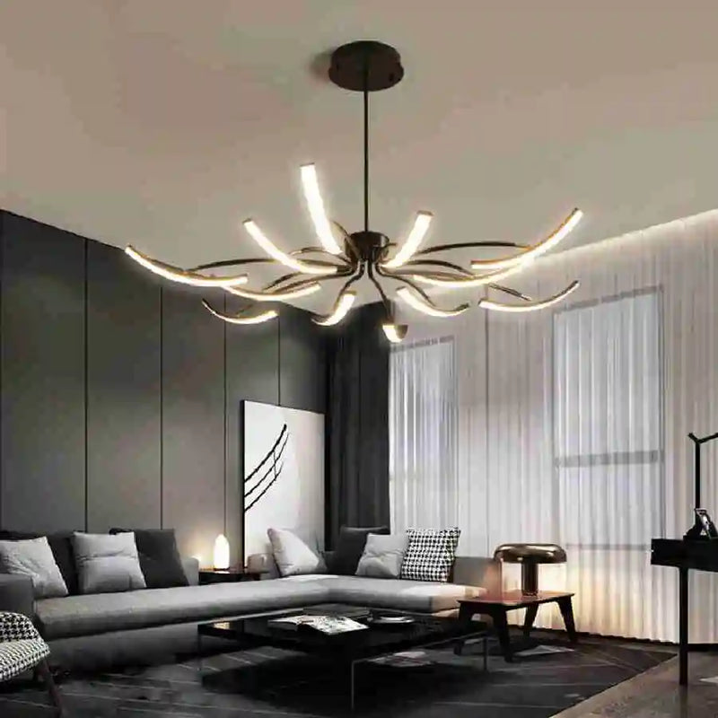 Black Chandelier Iron Dimmable Lamp Design, Suitable For Bedrooms, Living Rooms, Dining Rooms, Kitchens, Adjustable Chandeliers