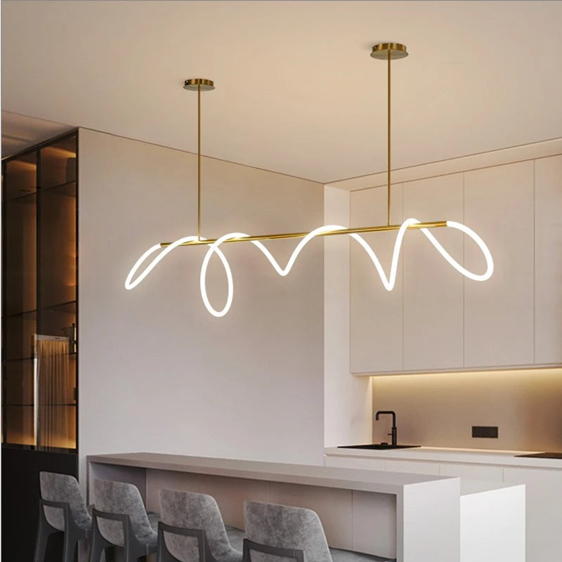 Modern minimalist hose LED restaurant chandelier used for kitchen, bar, hanging, lighting, and decorative lighting fixtures