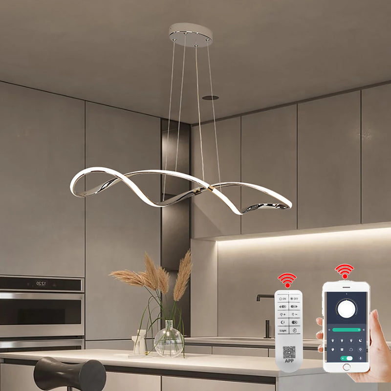 lustre led moderne suspendu avec éclairage et télécommande