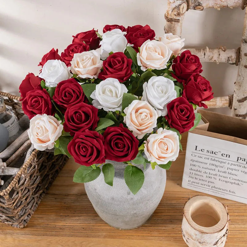 bouquet de fleurs artificielles en soie pour mariage et décoration