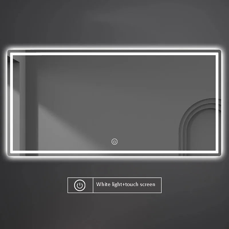 miroir intelligent rectangulaire à écran tactile avec éclairage led