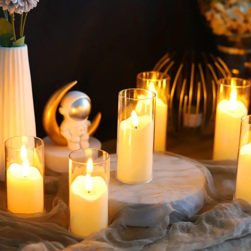 lot de 6 bougies led sans flamme en verre pour mariage et noël