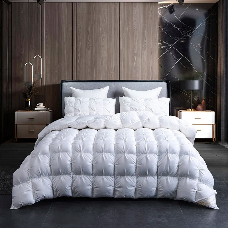 couette en duvet d'oie chaude pour l'hiver et lit confortable