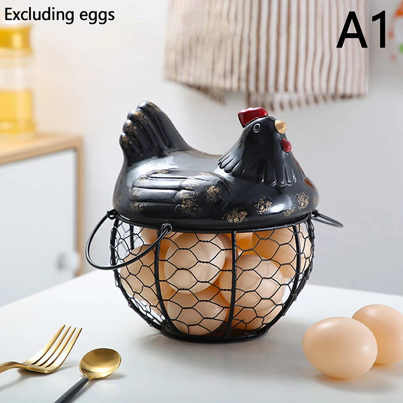 porte-oeufs en fer poulet en céramique panier de rangement durable