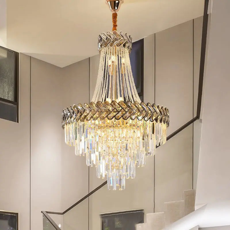 lustre led en cristal design moderne pour villa duplex