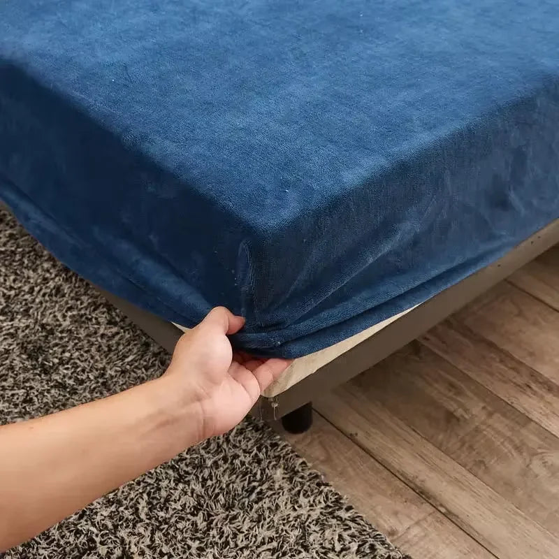 drap-housse élastique en peluche doux pour lit double