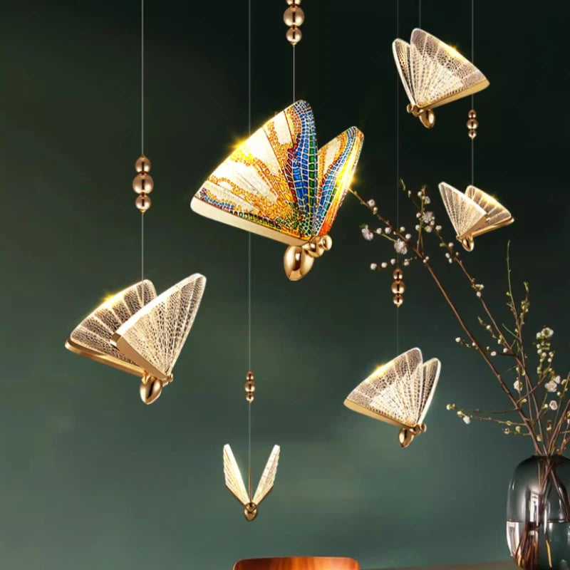 lustre papillon lumineux pour chambre d'enfants créative