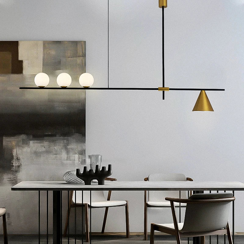 lustre industriel minimaliste en verre et led design