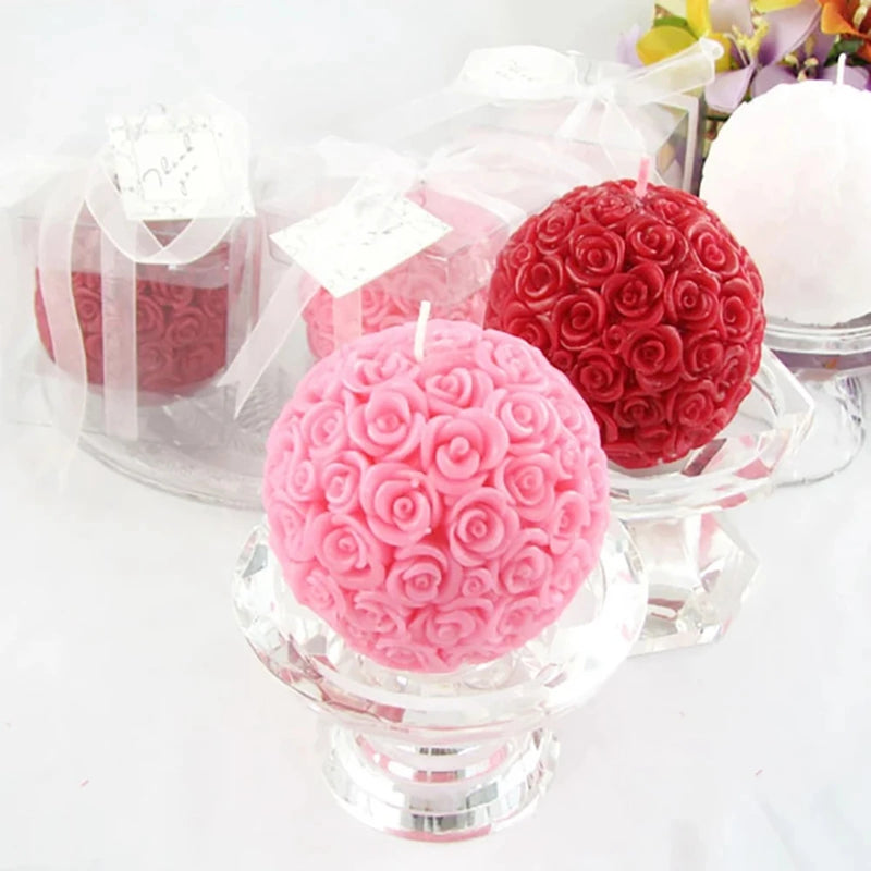 bougie parfumée boule fleur rose décoration pour la maison cadeau