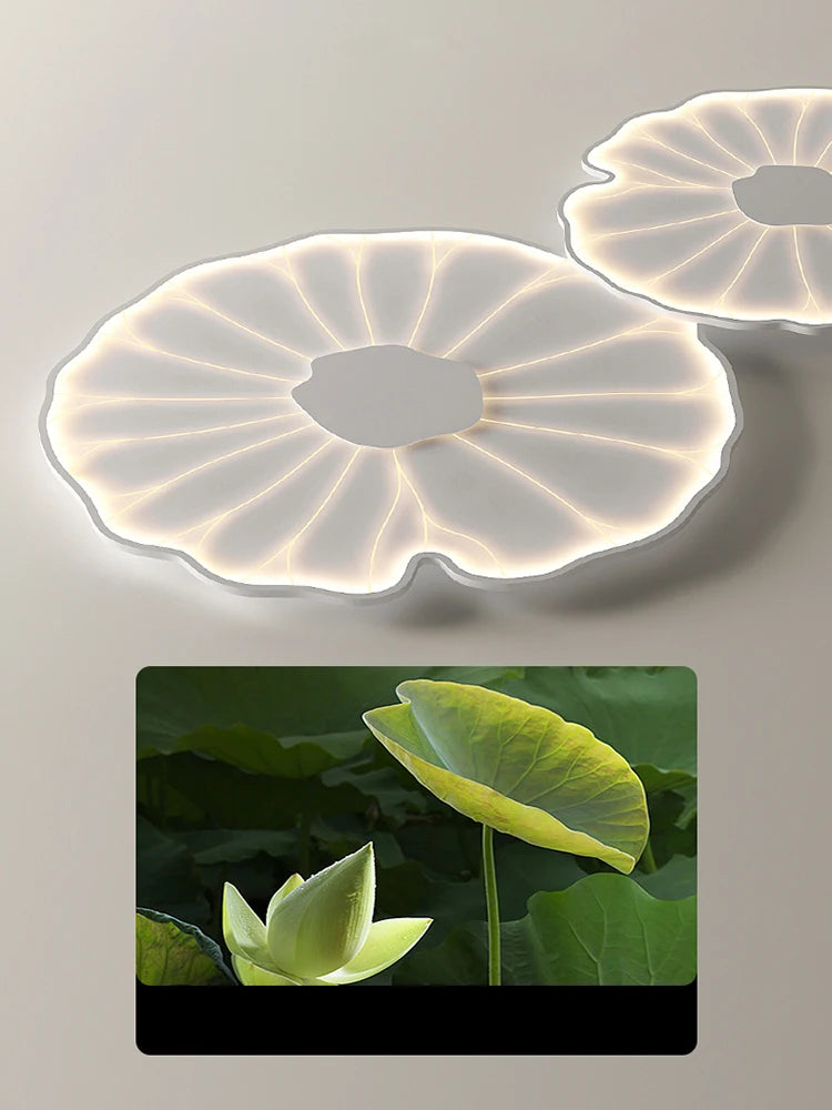 plafonnier led créatif en forme de feuille de lotus décoratif