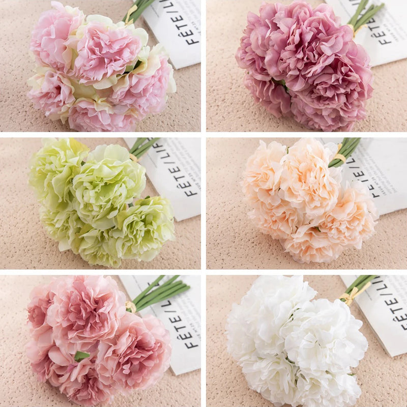 lot de 5 pivoines artificielles pour décorations élégantes et mariage