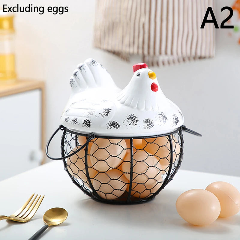 porte-oeufs en fer poulet en céramique panier de rangement durable