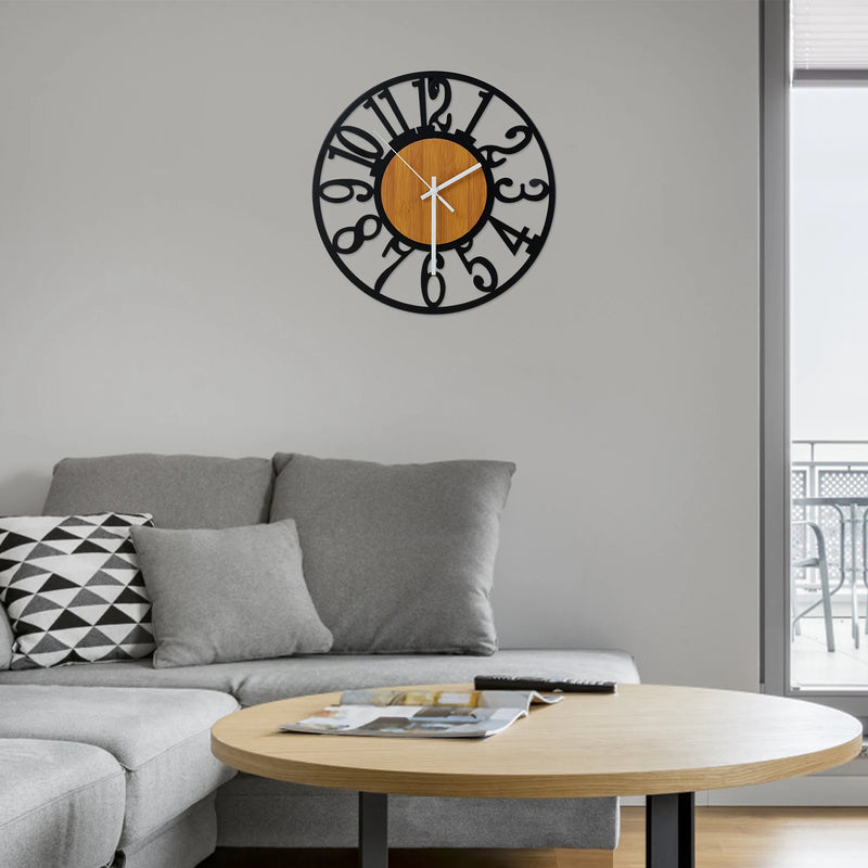 horloge murale silencieuse en fer avec chiffres arabes