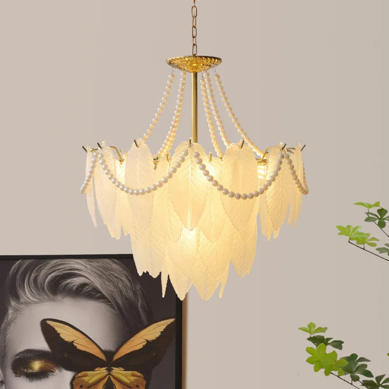 Modern luxury LED leaf dining room chandeliers Creative living room lights Bedroom, kitchen island decorative lighting fixtures