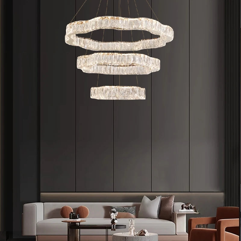 lustre moderne en cristal avec éclairage led design élégant