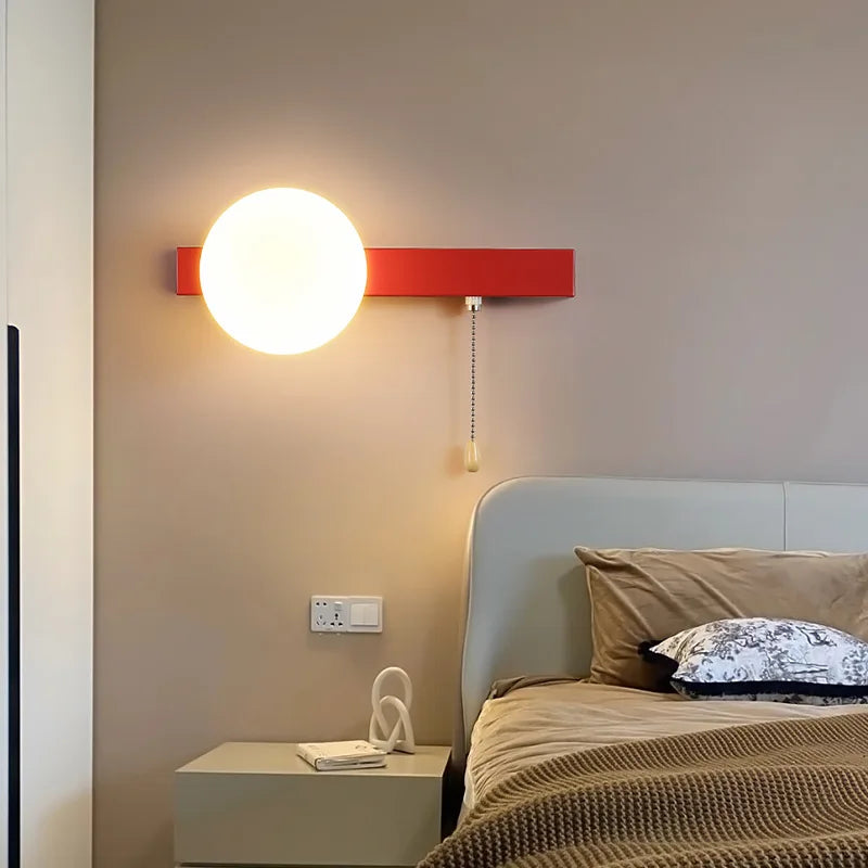 applique murale moderne à led avec interrupteur en verre pour chambre d'enfant