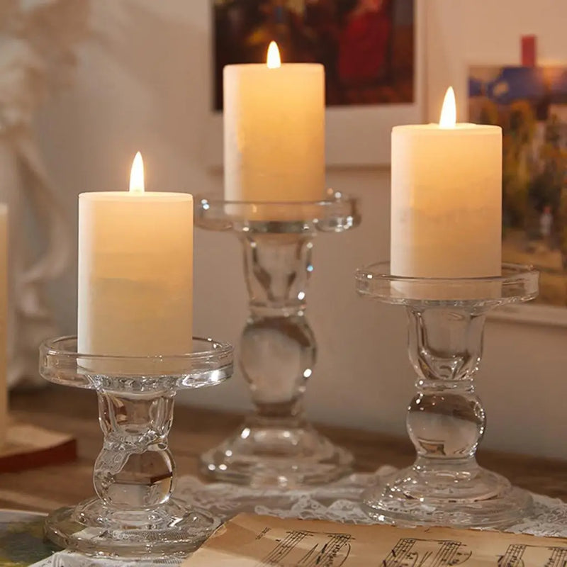 bougeoirs en verre transparent pour décoration intérieure et événements