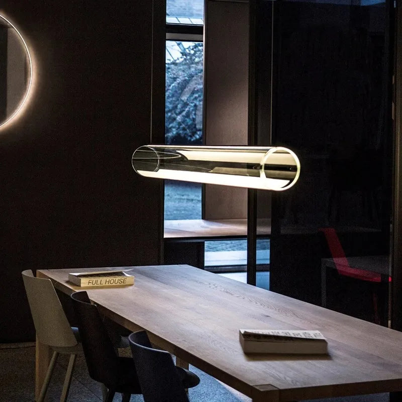 lustre en verre transparent moderne avec éclairage led décoratif