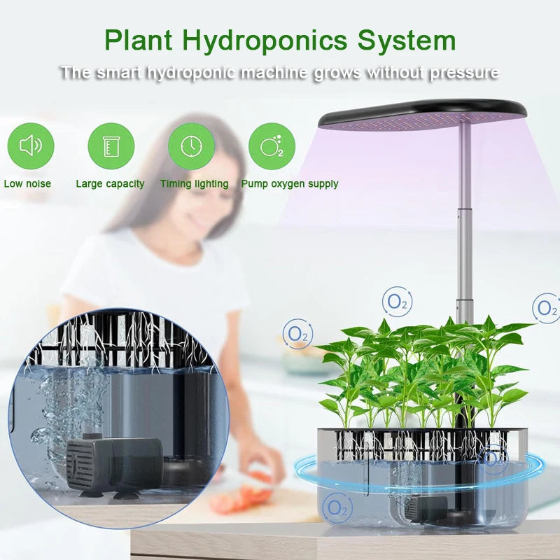 système de culture hydroponique intelligent avec lampe de croissance automatique