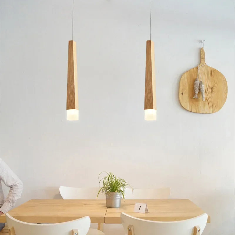 lustre à led en bois nordique pour décoration intérieure