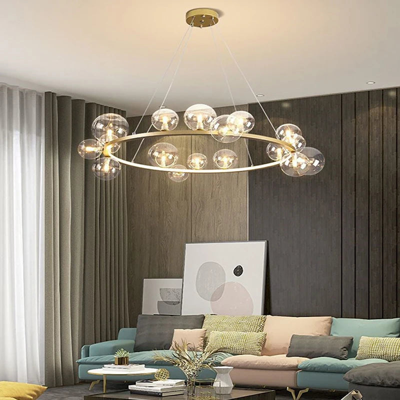 suspension lustre design bulle en verre créatif moderne