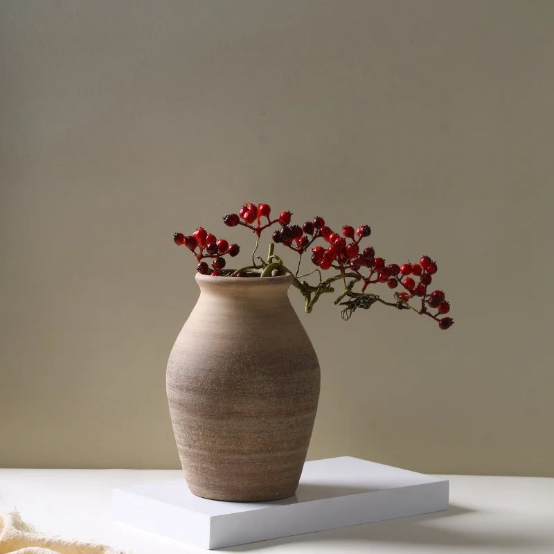 vase rétro en céramique fait main pour décoration fleurs séchées