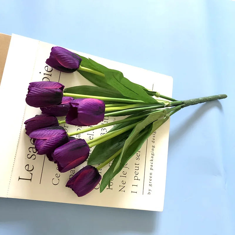 bouquet de tulipes artificielles pour mariage et décoration intérieure