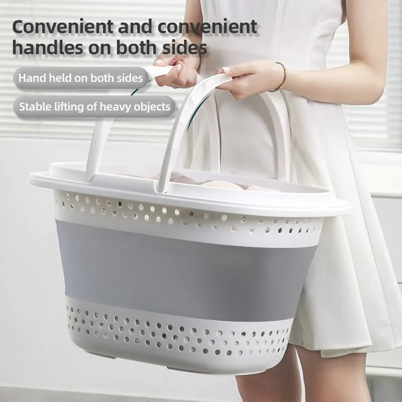 panier à linge pliable en plastique pour rangement à la maison