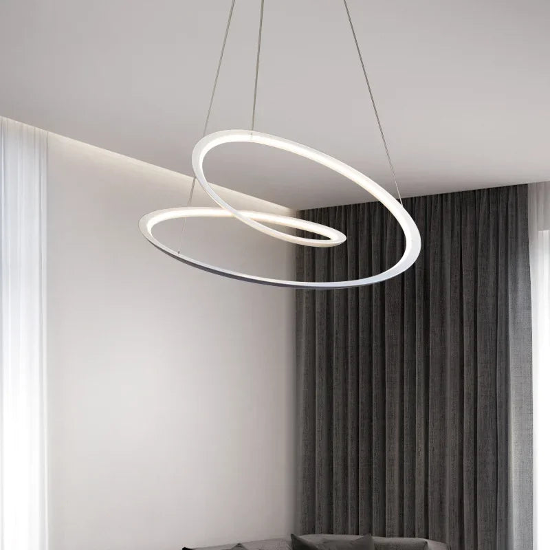 suspension moderne à led avec anneau doré pour décoration intérieure