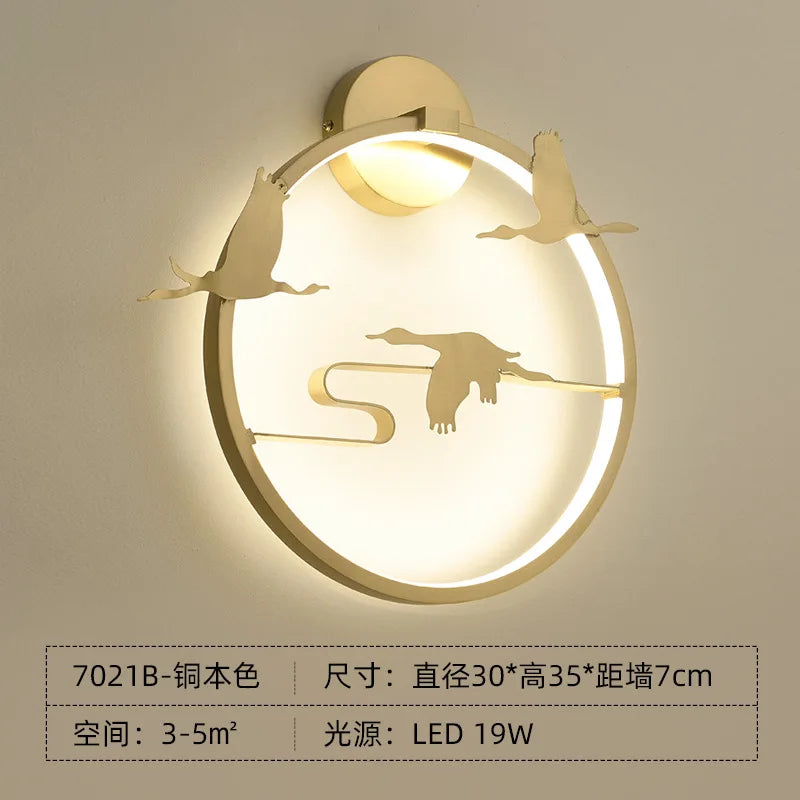 applique murale led traditionnelle chinoise en cuivre pour intérieur décoratif