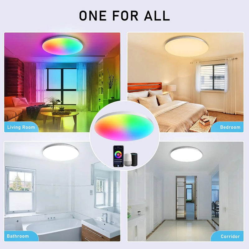 plafonnier led intelligent tuya zigbee avec commande vocale et application