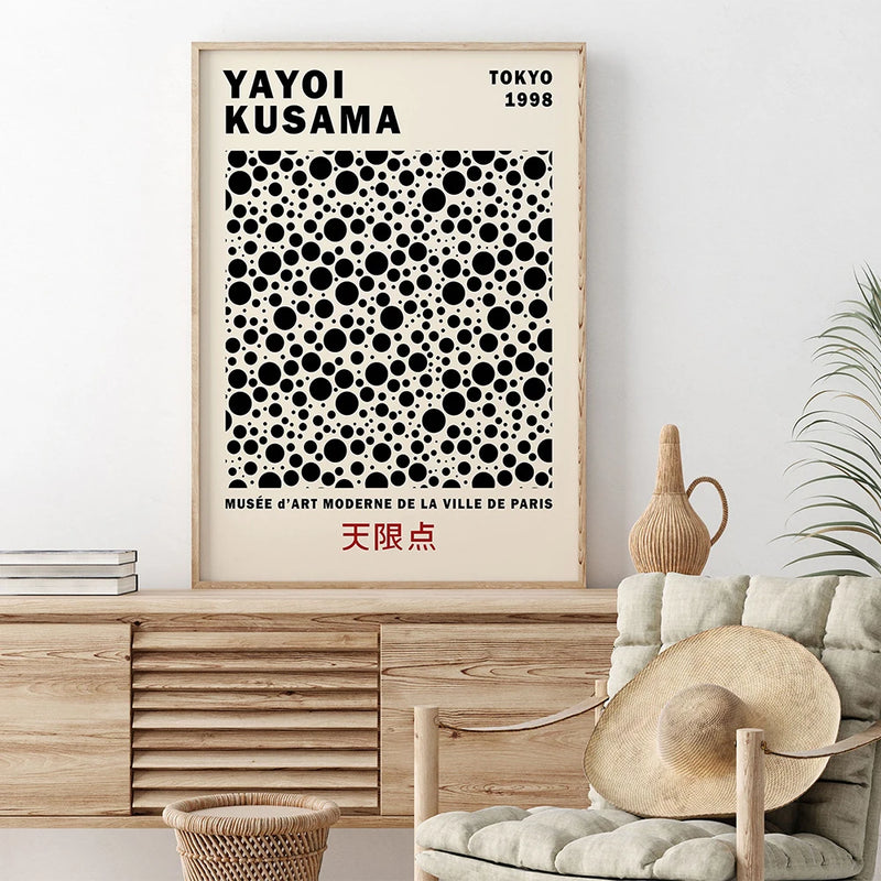 Tableau affiche abstraite yayoi kusama toile art décoration murale moderne