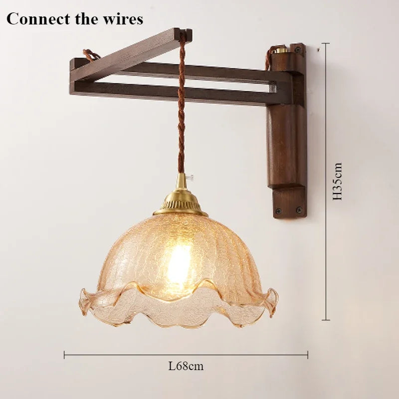 lampe moderne en bois de noyer avec lumière led décorative