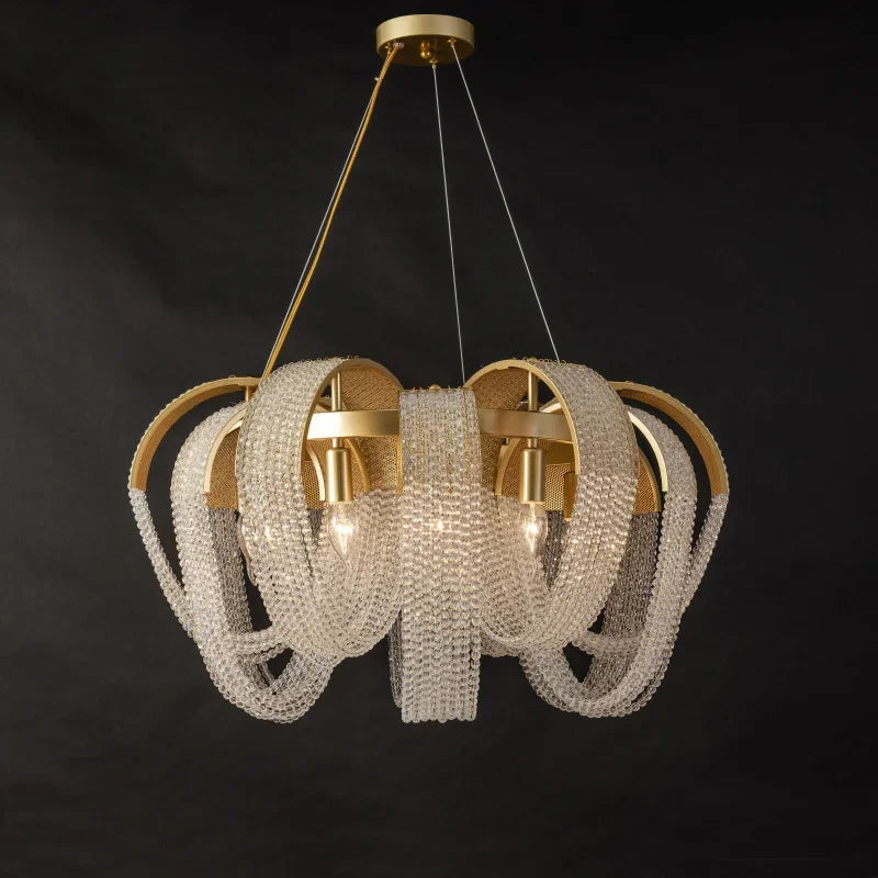 lustre rond en cristal de luxe pour décoration intérieure