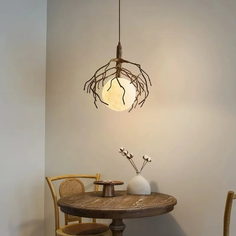 lustre suspendu en forme de branche d'arbre à led décor rétro