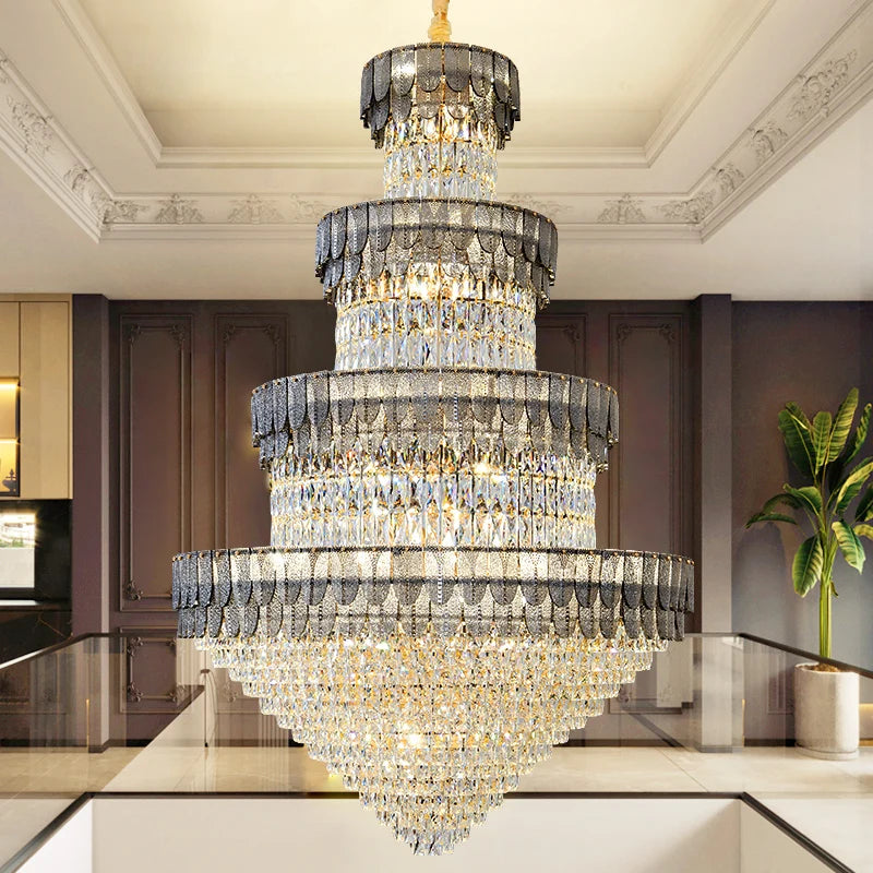 lustre luxe cristal design contemporain pour salon et hôtel