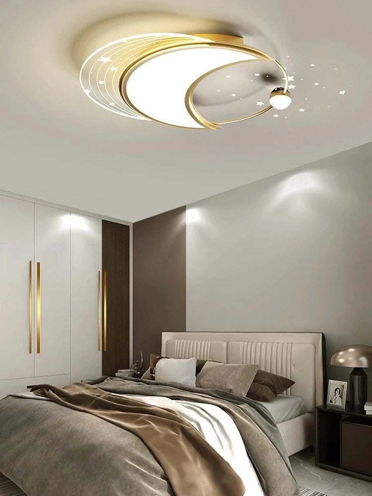 lustre moderne en fer avec éclairage led design étoile