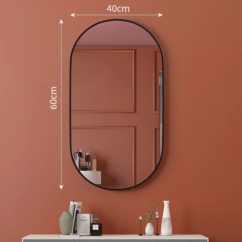 miroir ovale doré mural pour salle de bain et maquillage