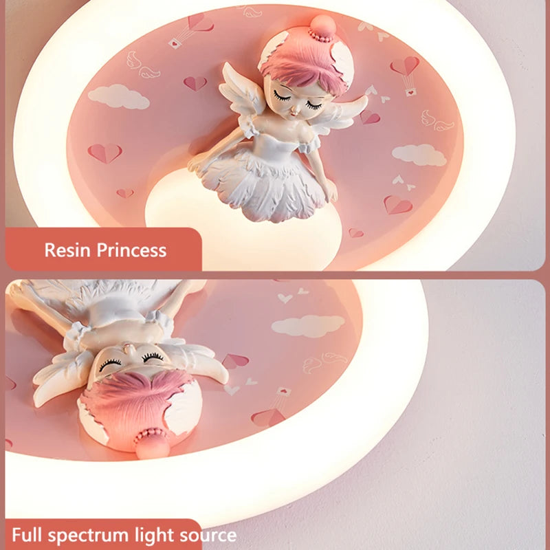 Full Spectrum Children's Room Ceiling Lamp Cartoon Resin Princess Ceiling Light Kids Baby Room Bedroom Nursery School Decor 220V