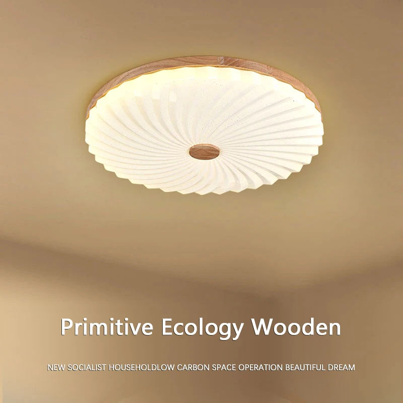 plafonnier en bois et led pour décoration intérieure moderne