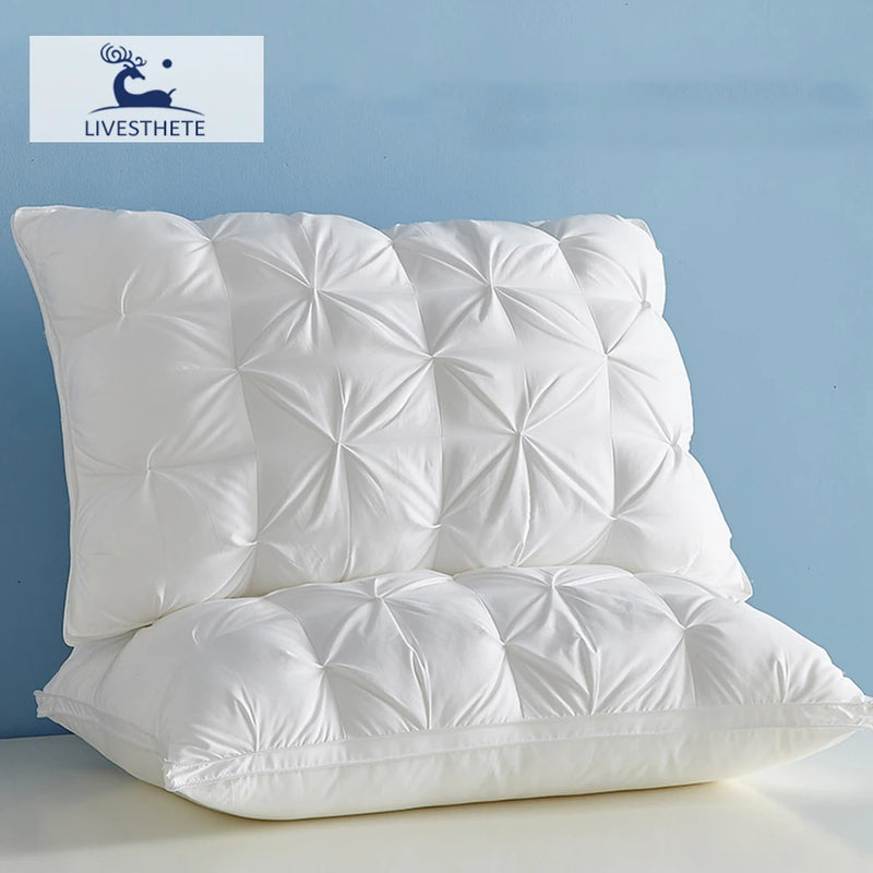 oreiller en duvet d'oie 100 pour cent coton protection du cou sommeil