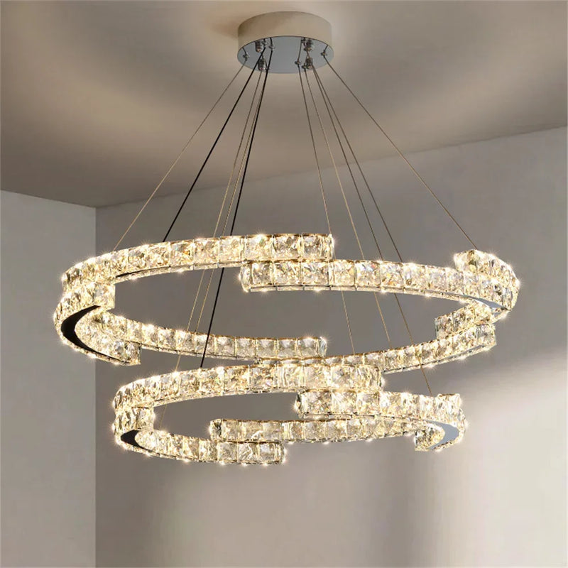 lustre led en cristal design luxe pour décoration intérieure