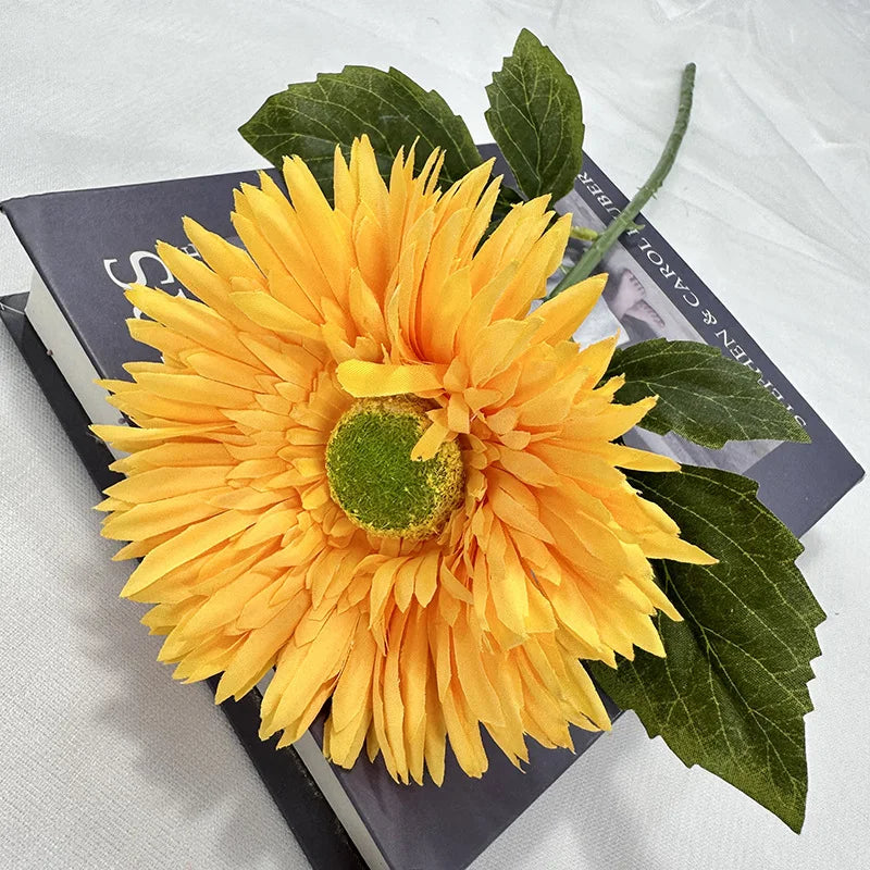 gerbera simple avec feuilles pour décoration de mariage et fête