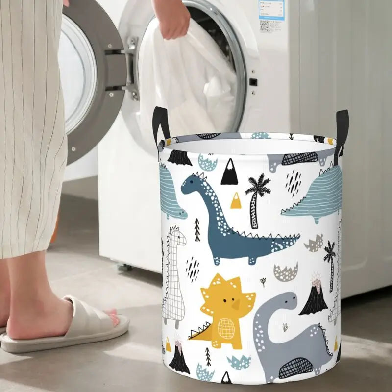 panier à linge en tissu oxford motif dinosaures pour rangement et décoration